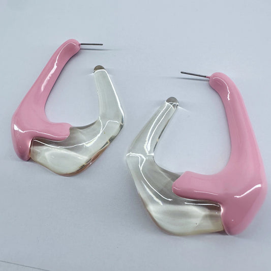 Pink and clear earrings