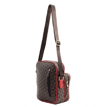 Brown Crossbody with red trimming ￼