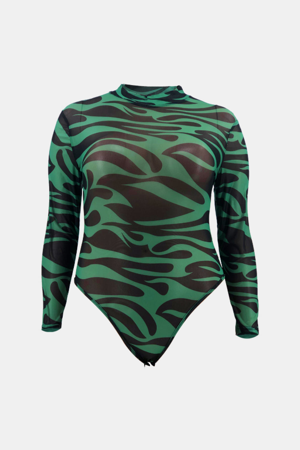 Full Size Abstract Print Mock Neck Bodysuit