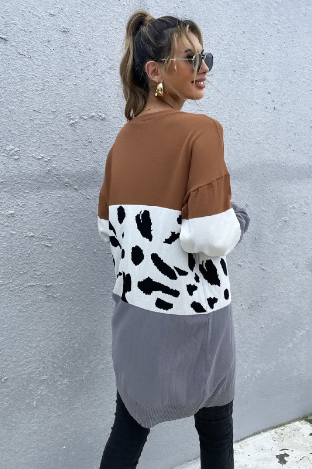 Leopard Color Block Cardigan