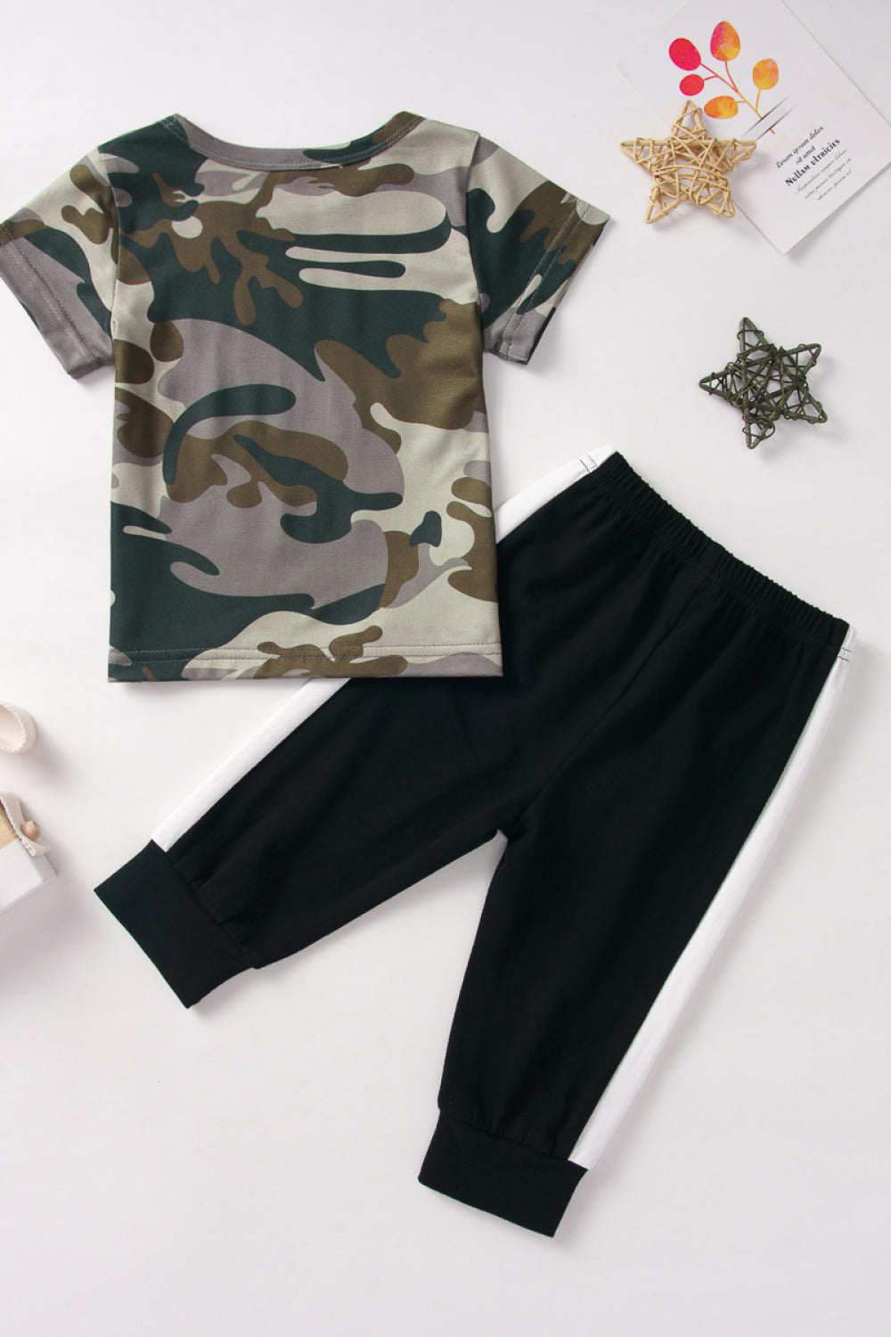 Baby Camouflage T-Shirt and Side Stripe Pants Set