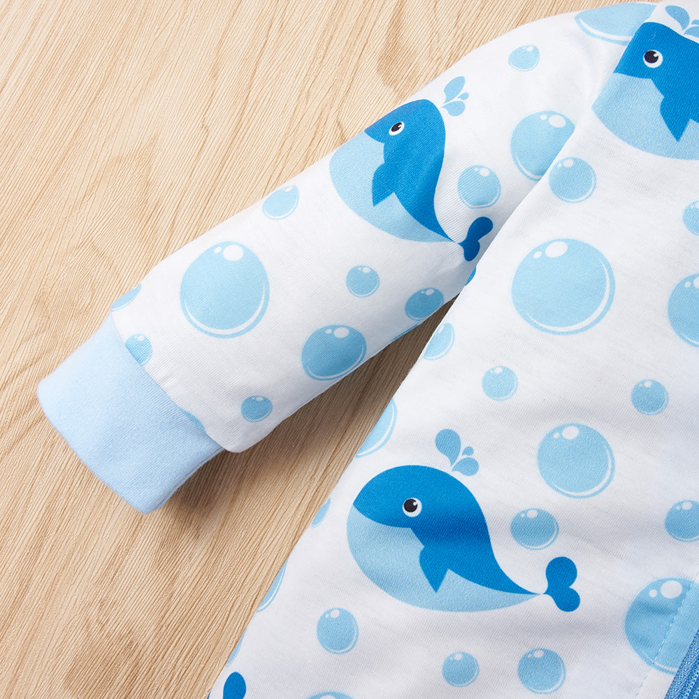 Baby Whale Print Two-Tone Jumpsuit