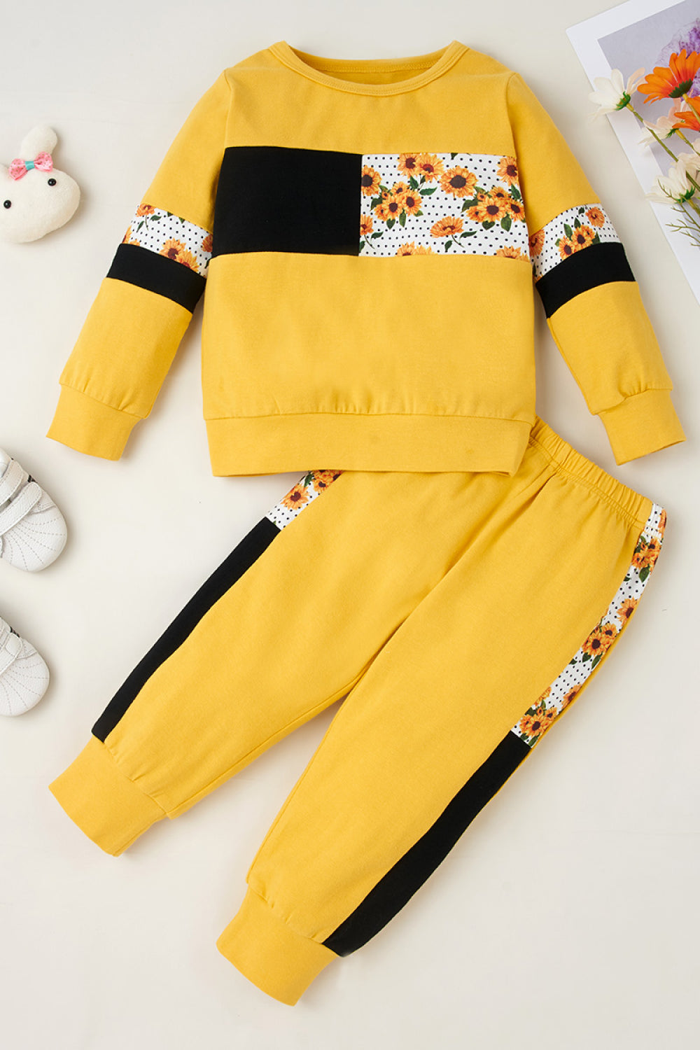 Girls Color Block Sweatshirt and Pants Set