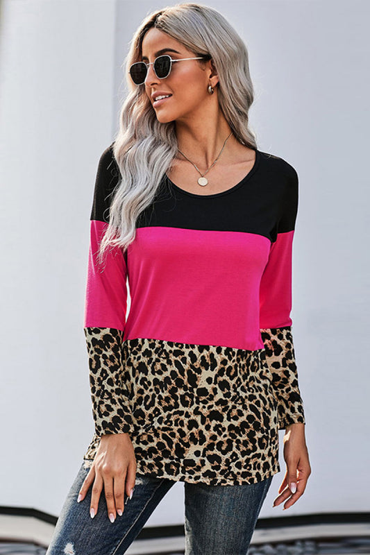 Lace Back Leopard Cut & Sew Tee