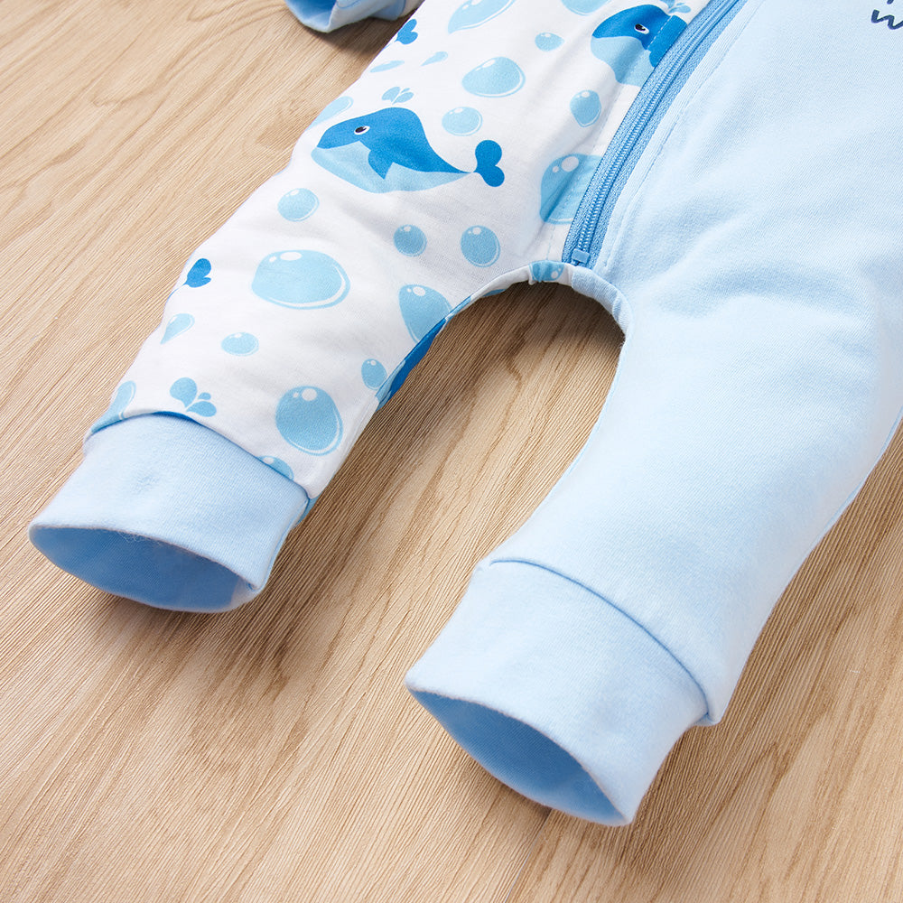 Baby Whale Print Two-Tone Jumpsuit