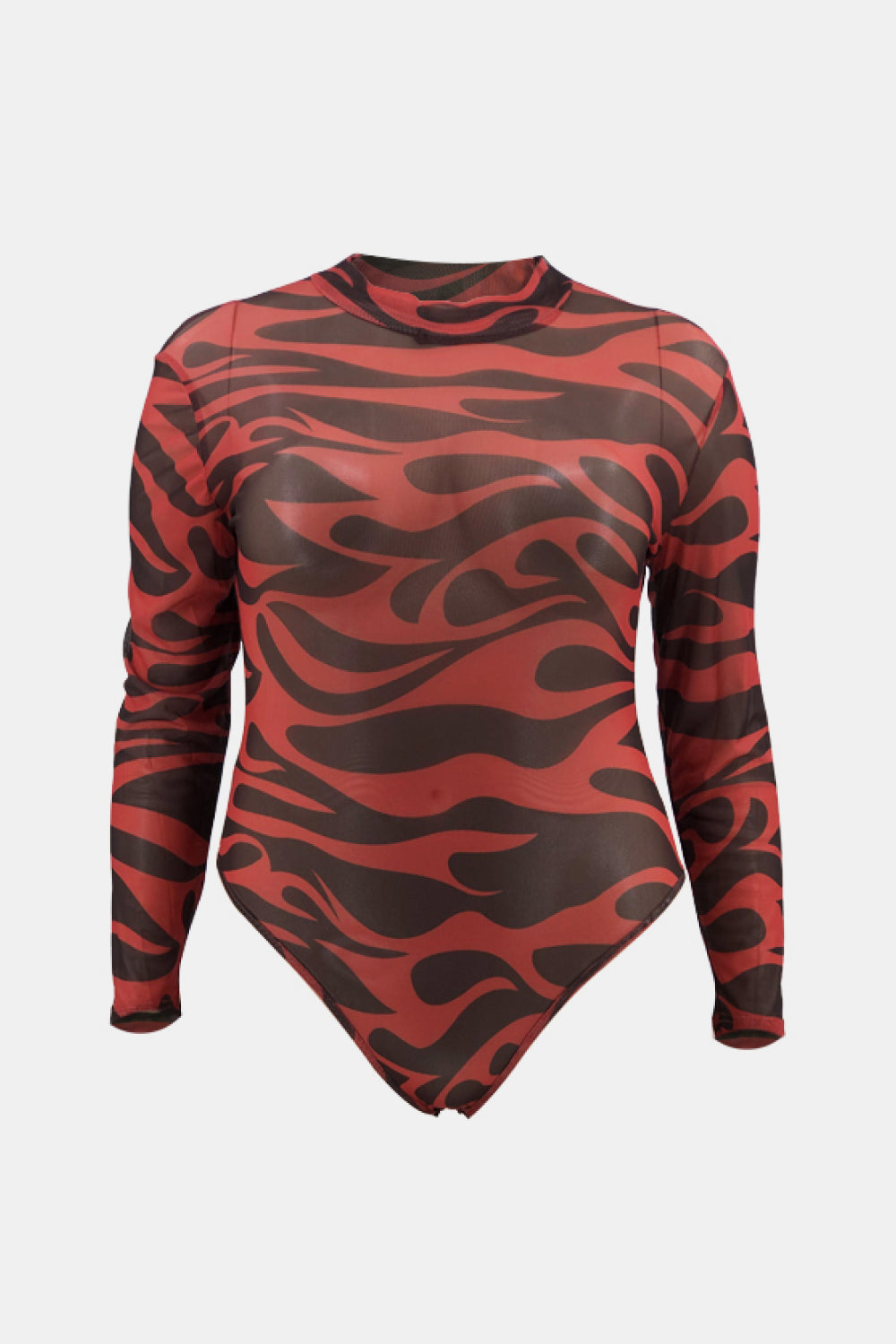 Full Size Abstract Print Mock Neck Bodysuit