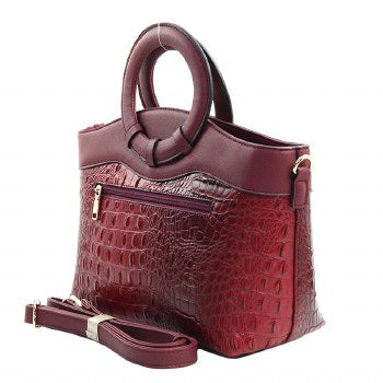 Burgundy croc handbag