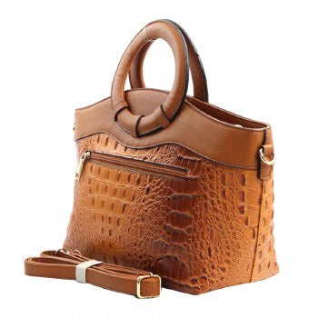 Brown croc handbag