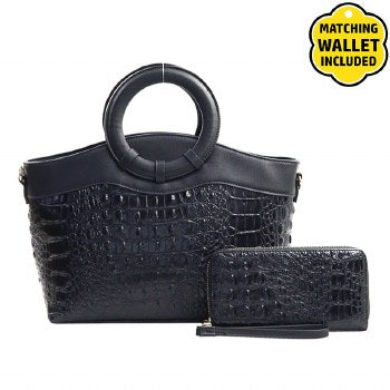 Black croc handbag