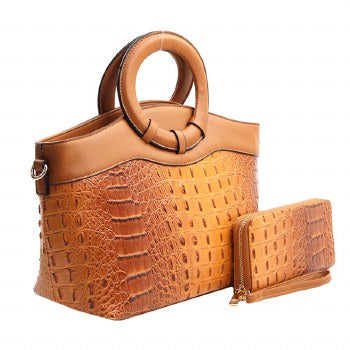 Brown croc handbag