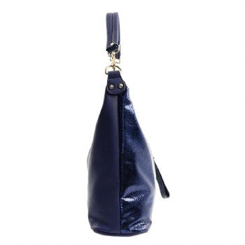 Blue suede rhinestone handbag