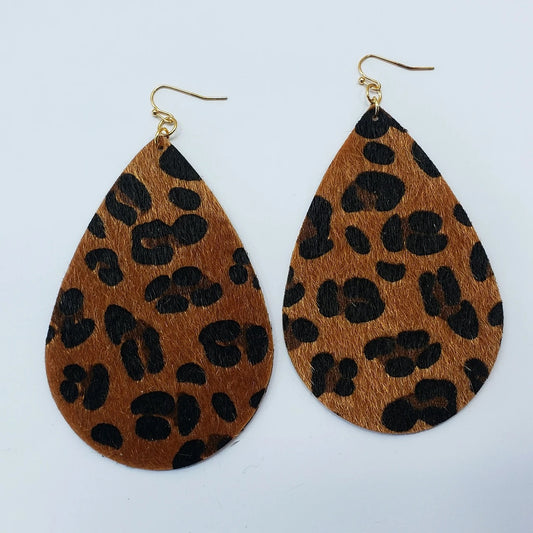 Suede leopard earrings