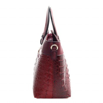 Burgundy croc handbag