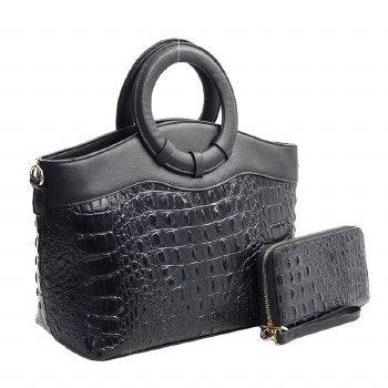 Black croc handbag