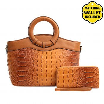 Brown croc handbag